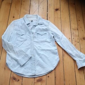 Universal Thread Faded Denim Casual Button Down Shirt, XS